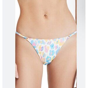 Onia NWT Alexa Watercolor triangle bikini bottom, White/blue/pink, Size XL